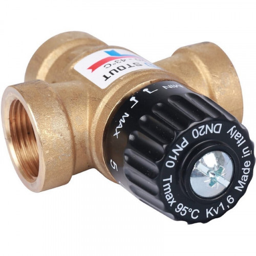 Термостатический смесительный клапан 3/4″ ВР 20-43°С KV 1,6 SVM-0110-164320 STOUT