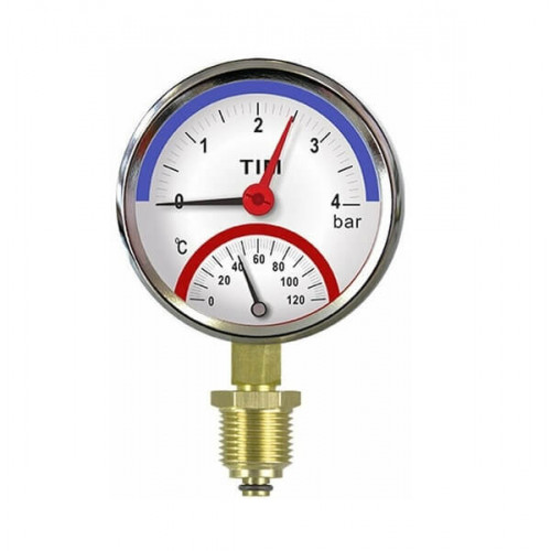 Термоманометр вертикальный 4 Бар 120° С, диаметр 80мм