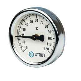 Термометр биметаллический накладной с пружиной. Корпус Dn 63 мм, 0…120°С, 1″-2″ SIM-0004-630015 STOUT