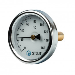 Термометр биметаллический с погружной гильзой. Корпус Dn 80 мм, гильза 75 мм 1/2″, 0…120°С SIM-0001-807515 STOUT