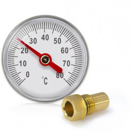 Термометр с погружной гильзой TIM Y-40T-80, корпус 40мм