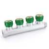 Коллектор распределительный FAR 3/4″, проходной, хромированный, 4 отвода 1/2″ плоское уплотнение