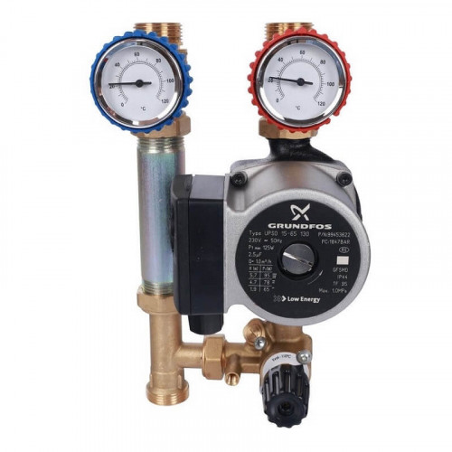 Насосная группа с 3-х ходовым приводным смесителем 3/4″ с насосом Grundfos UPSO 15-65 130 SDG-0007-002002 STOUT