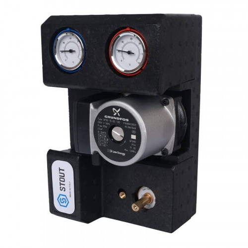 Насосная группа с 3-х ходовым приводным смесителем 3/4″ с насосом Grundfos UPSO 15-65 130 SDG-0007-002002 STOUT